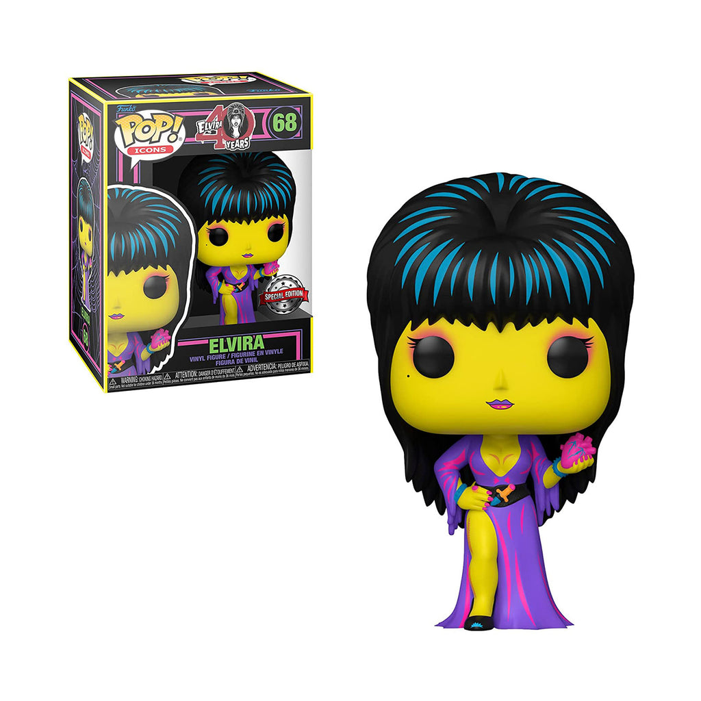 Funko Icons Entertainment Earth POP Elvira Black Light Figure - Radar Toys