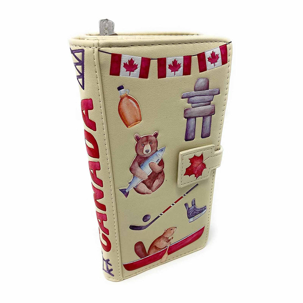 Shagwear Canadian Print Large Cream Zipper Wallet
