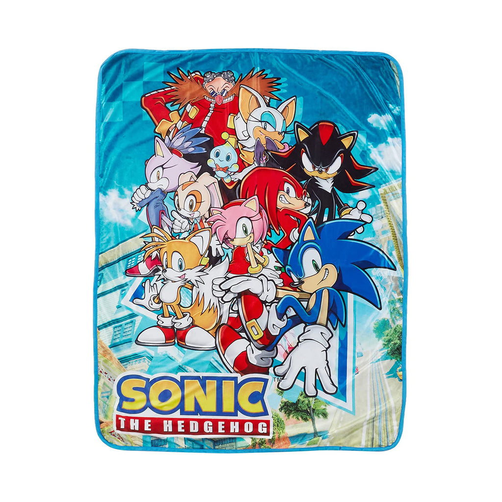 Sonic The Hedgehog Big Group Sublimation Throw Blanket - Radar Toys