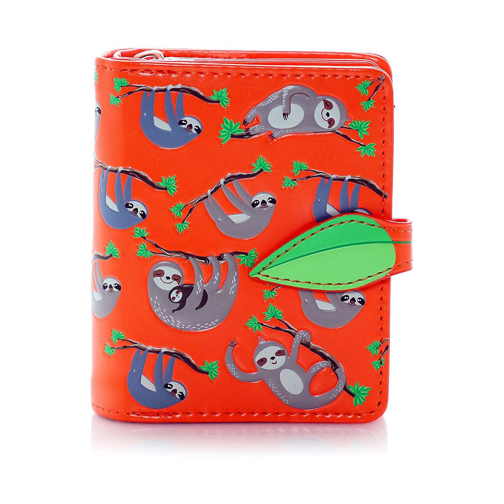 Shagwear Sloth Hang In There Small Orange Zipper Wallet