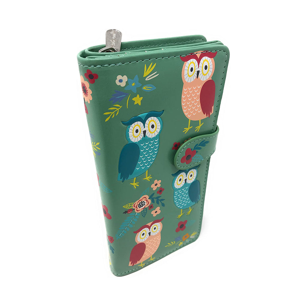 Shagwear Owl Garden Large Teal Zipper Wallet