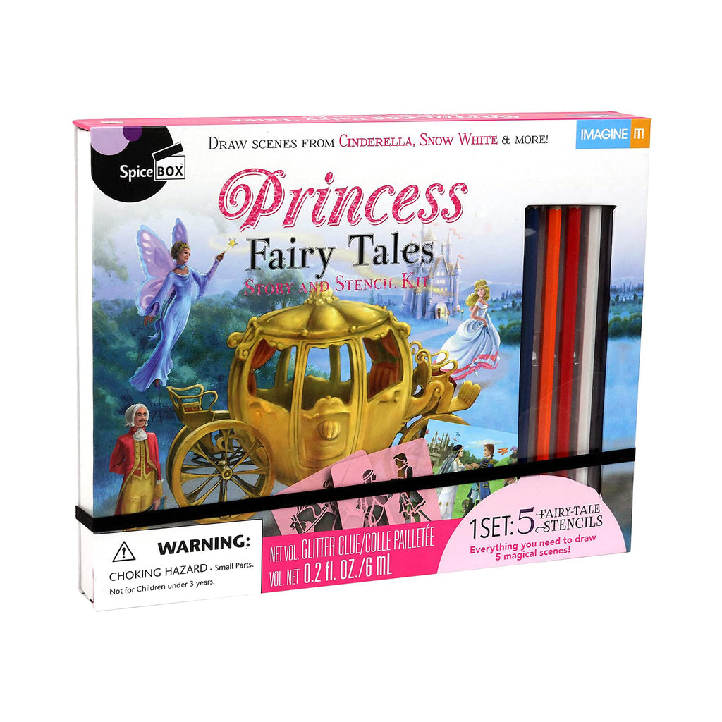 Spice Box Learn And Draw Princess Fairy Tales Story And Stencil Kit - Radar Toys