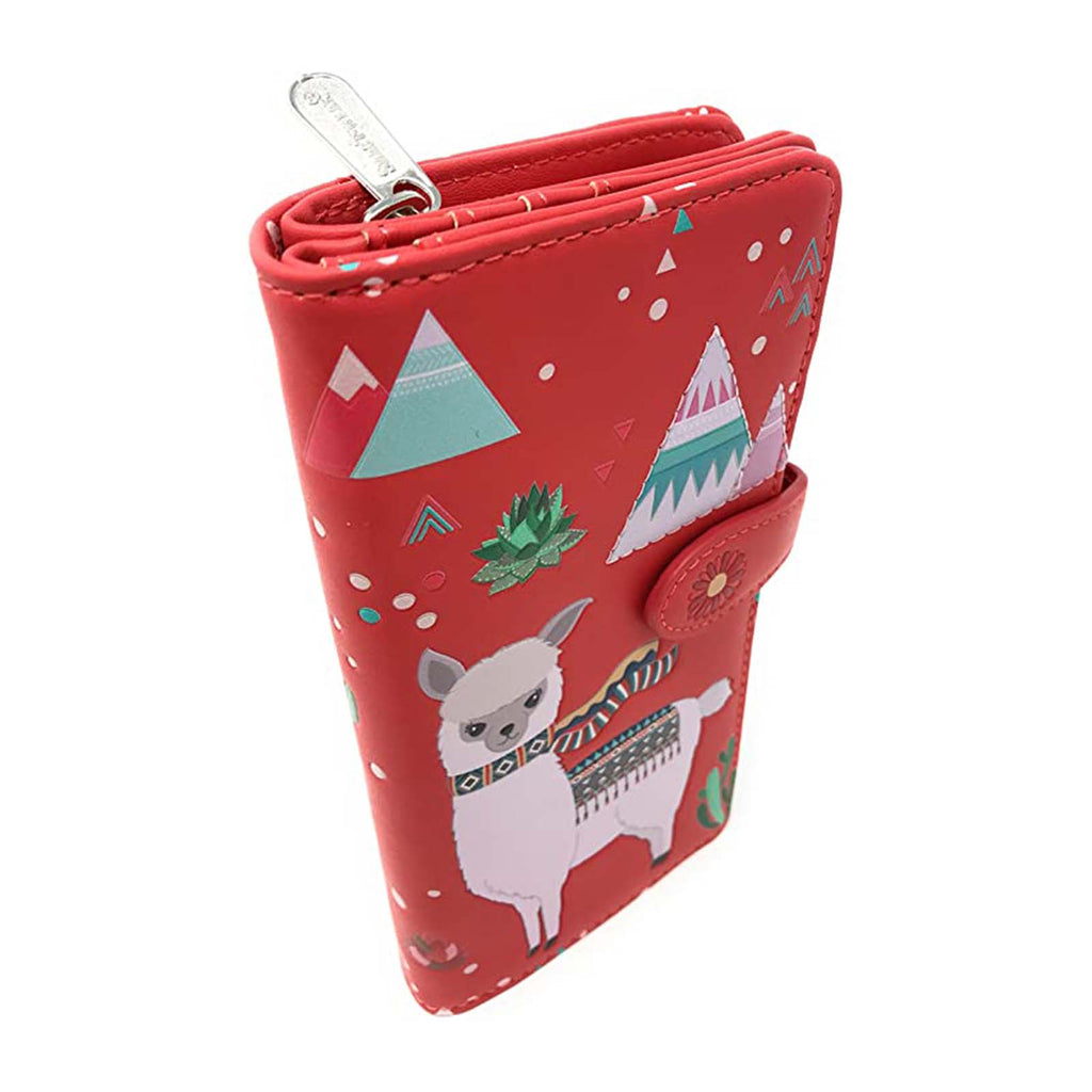 Shagwear Llama Pattern Large Salmon Zipper Wallet - Radar Toys