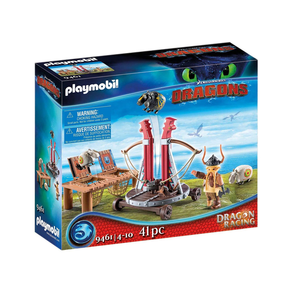 Playmobil How To Train Your Dragons Racing Gobber The Belch With Sheep Sling Building Set 9461 - Radar Toys