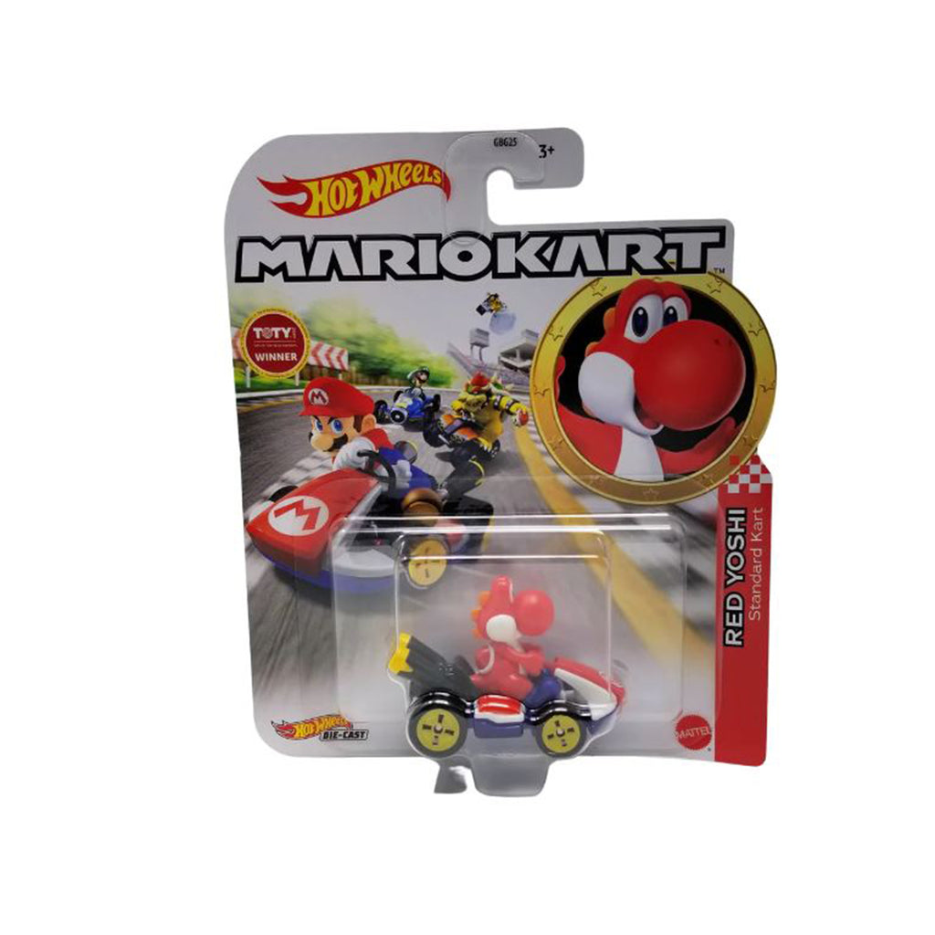 Hot Wheels Mario Kart Red Yoshi Standard Kart - Radar Toys
