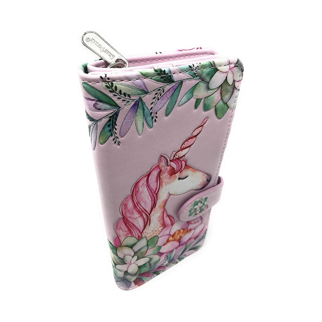Shagwear Unicorn Large Pink Zipper Wallet - Radar Toys