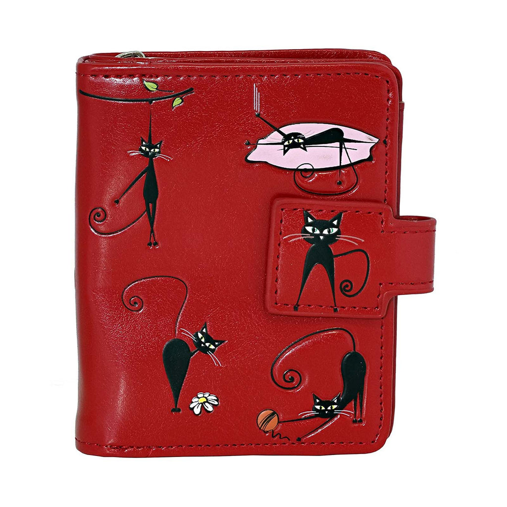 Shagwear Crazy Cats Small Red Zipper Wallet
