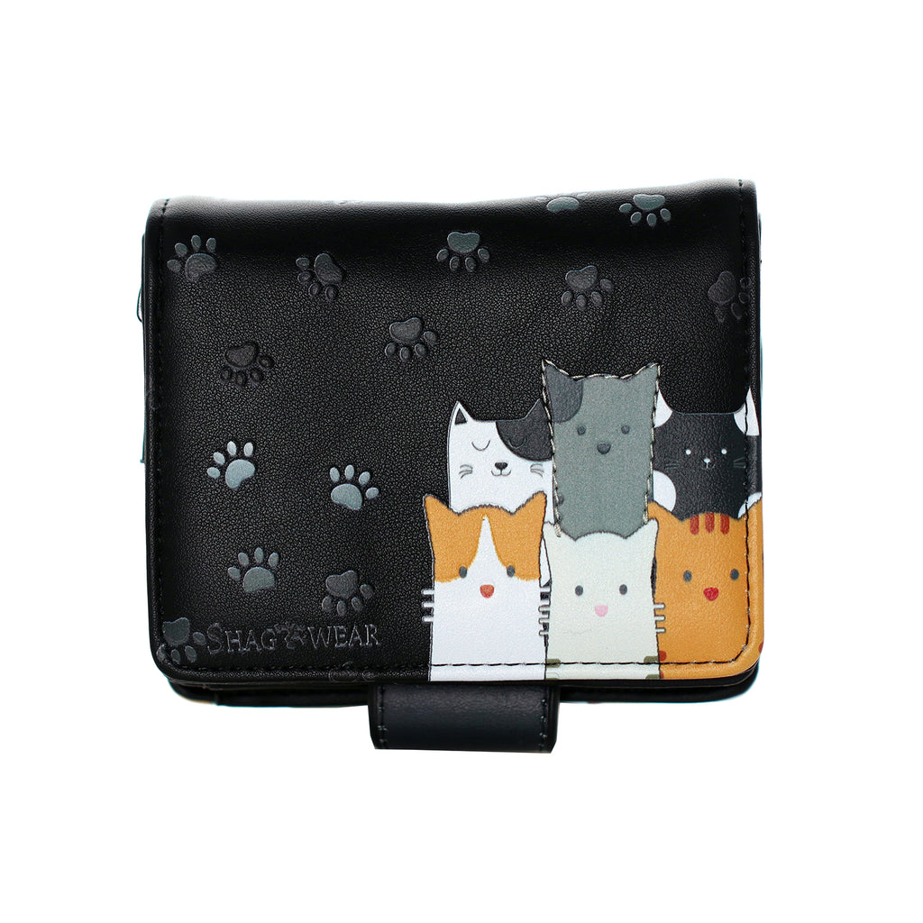 Shagwear Cat Crowd Small Black Zipper Wallet - Radar Toys