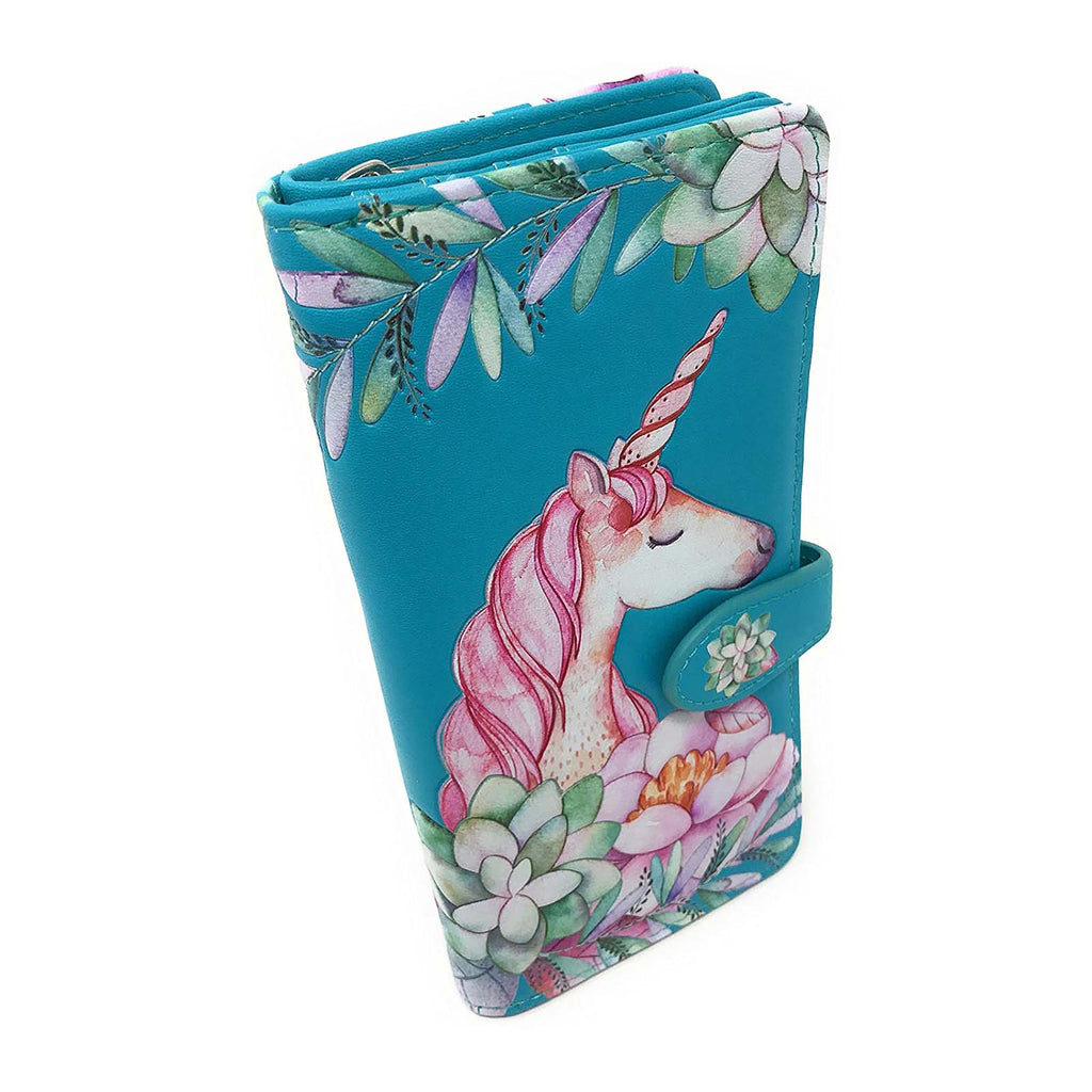 Shagwear Unicorn Large Teal Zipper Wallet - Radar Toys