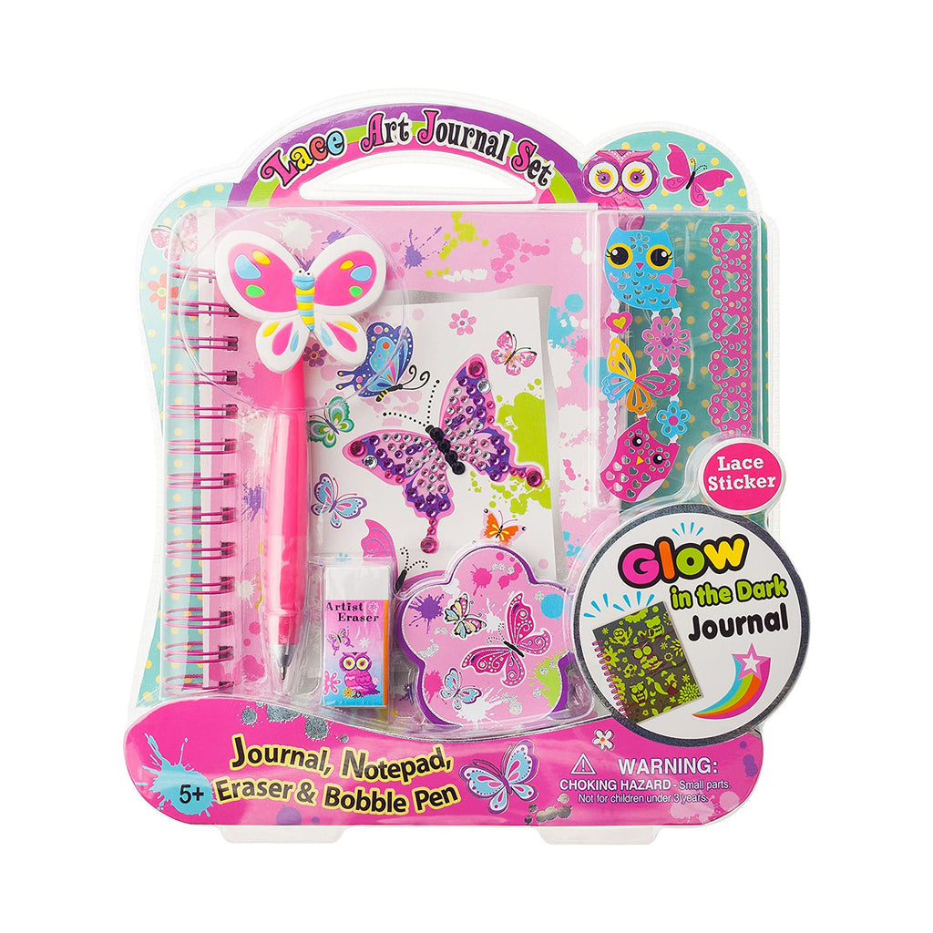 Hot Focus Lace Art Journal Set And Bobble Pen Set Glow In The Dark Set