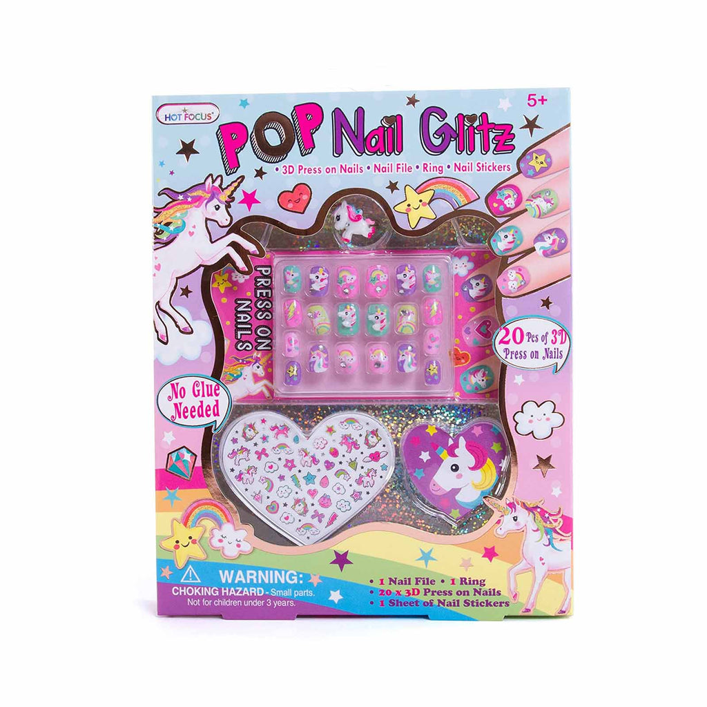 Hot Focus Unicorn Pop Nail Glitz Press On Nails Set