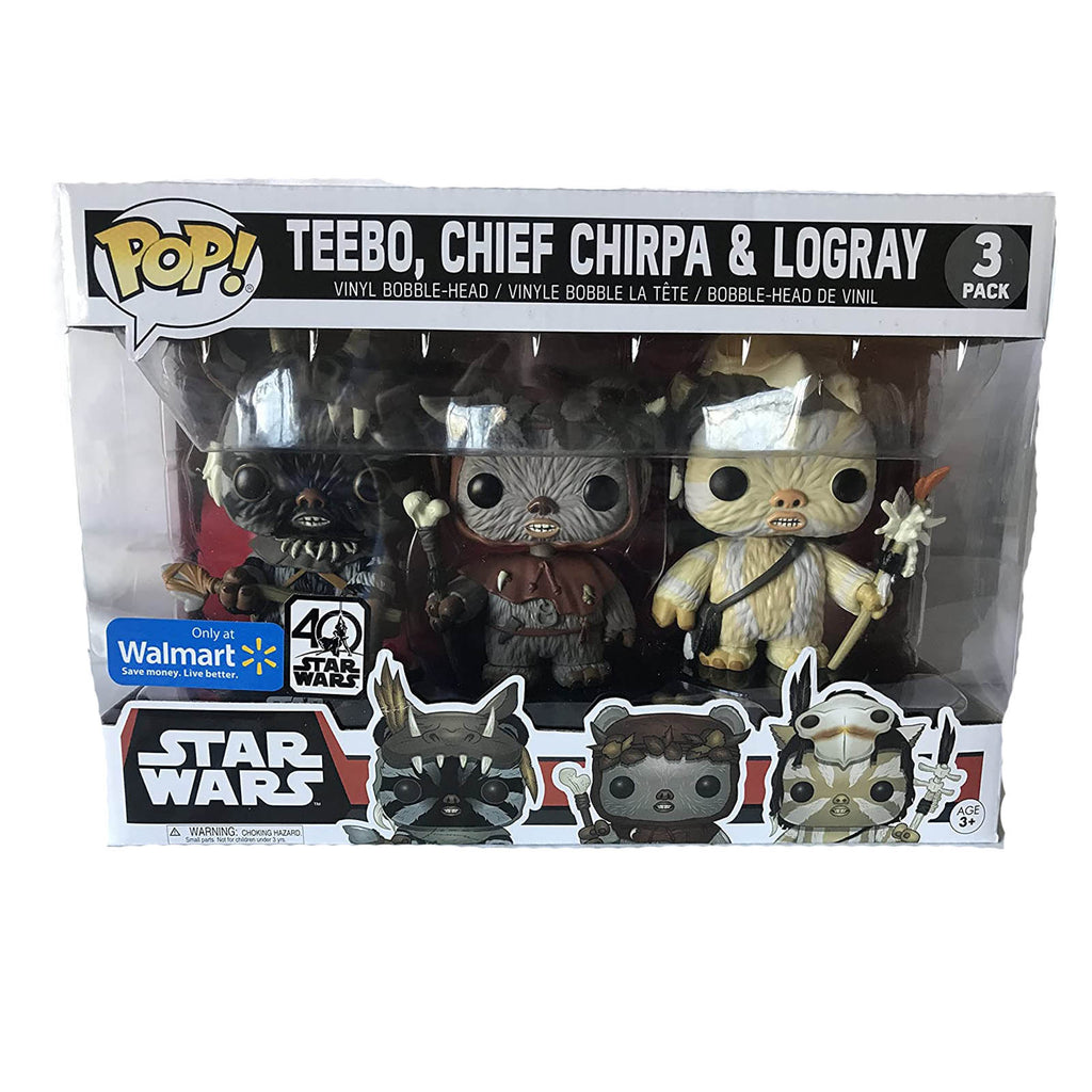 Funko Star Wars Pop Ewok Village 3 Pack Teebo Chief Chirpa Logray Vinyl Figure Set