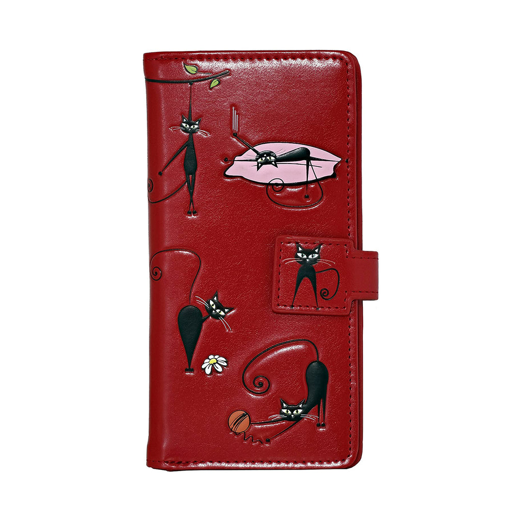 Shagwear Crazy Cats Large Red Zipper Wallet
