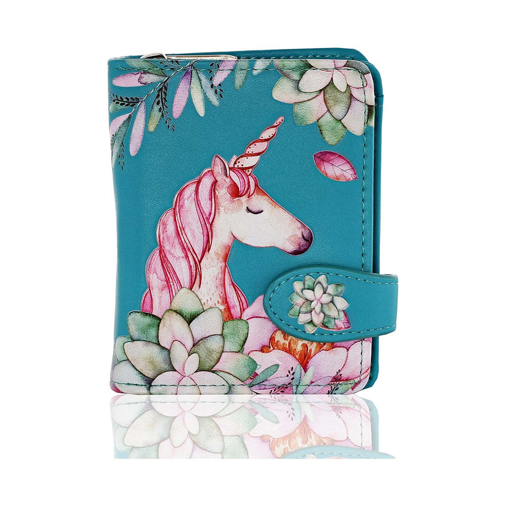 Shagwear Unicorn Small Teal Zipper Wallet