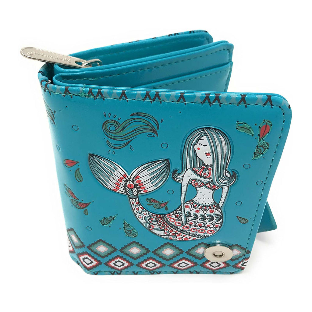 Shagwear Mermaid Garden Small Teal Zipper Wallet