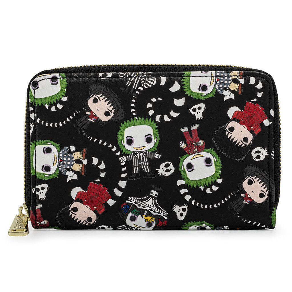 Loungefly Beetlejuice Characters All Over Print Zip Around Wallet