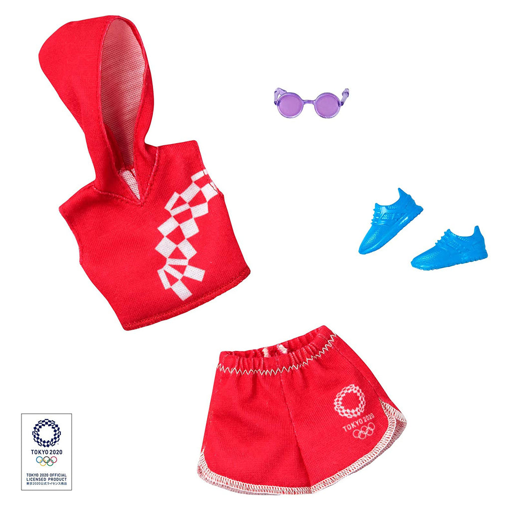 Barbie Tokyo Olympics 2020 Red Top And Shorts Clothing Set