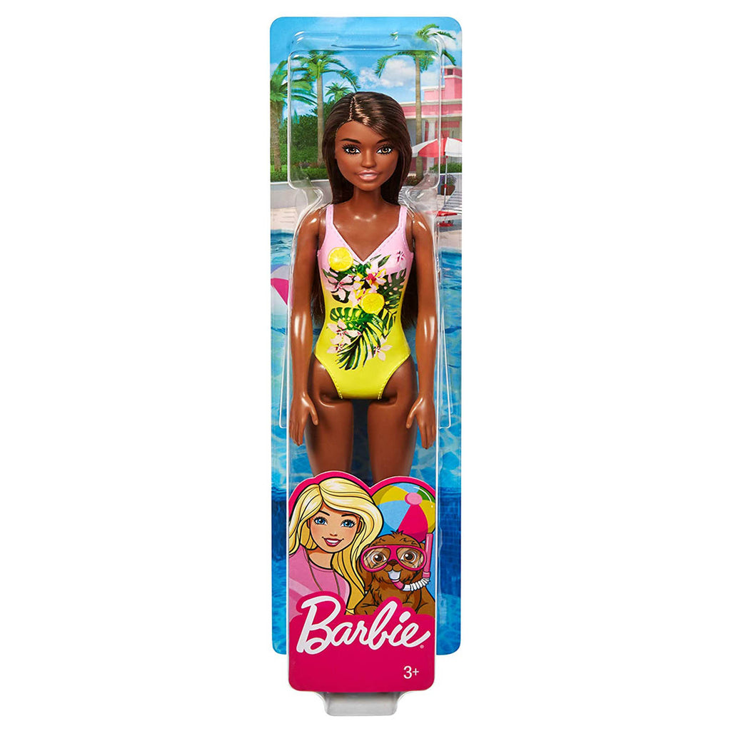 Barbie Yellow One Piece Swimsuit Brunette Doll