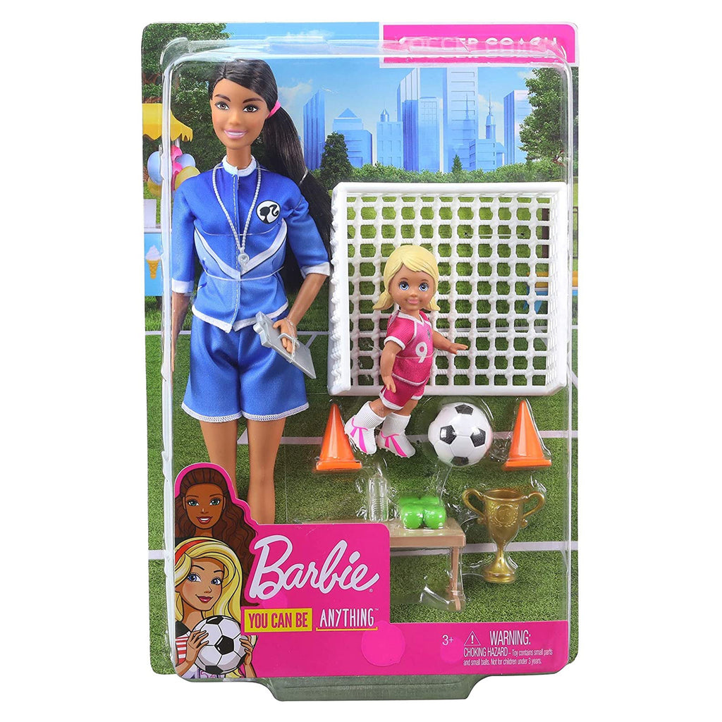 Barbie You Can Be Anything Soccer Coach Brunette Doll Set
