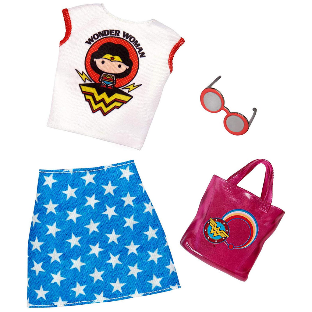 Barbie Wonder Woman Tee Shirt Skirt Outfit Accessory Set