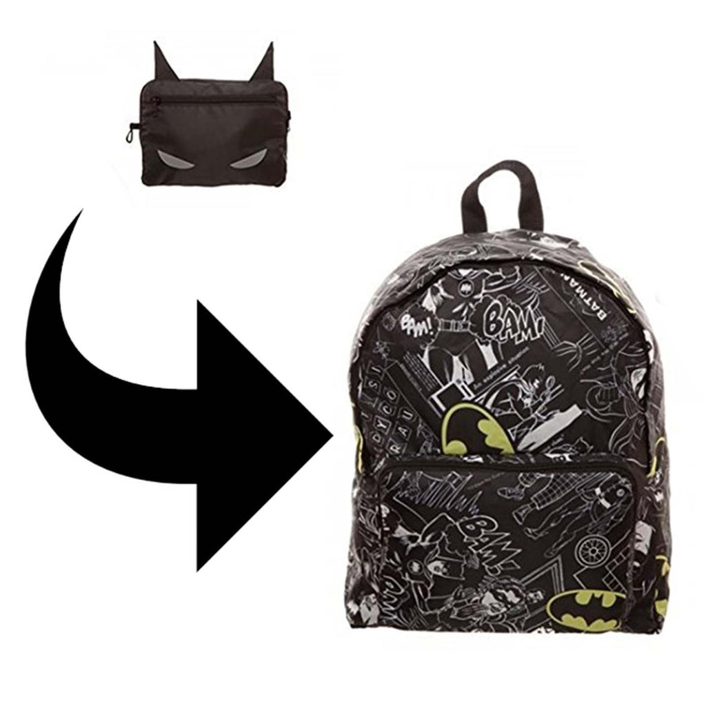 Batman Folderble Batman Black And White Packable Foldable Backpack | Radar Toys