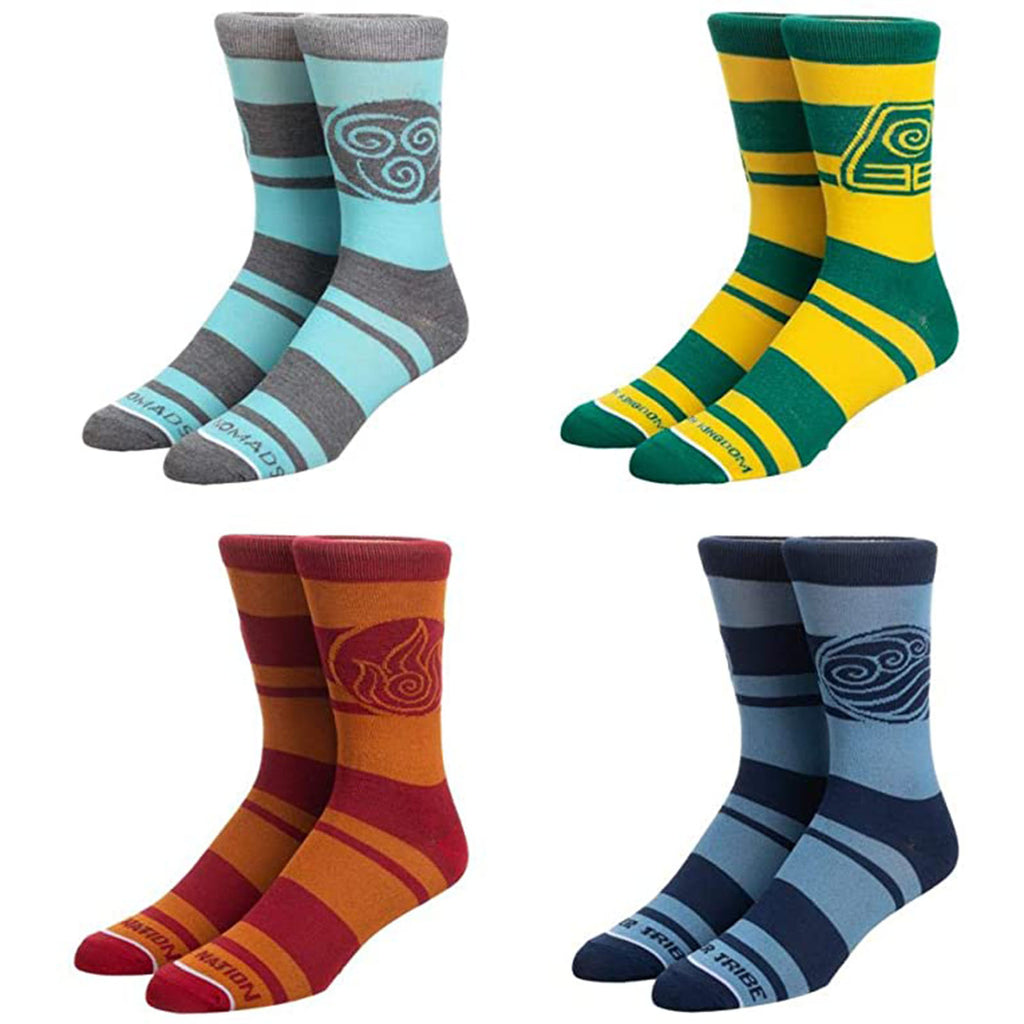 Bioworld Avatar Four Nations Men's Four Pair Crew Socks