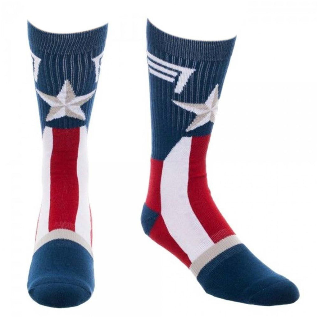 Bioworld Marvel Captain America Knit Suitup Single Pair Crew Socks