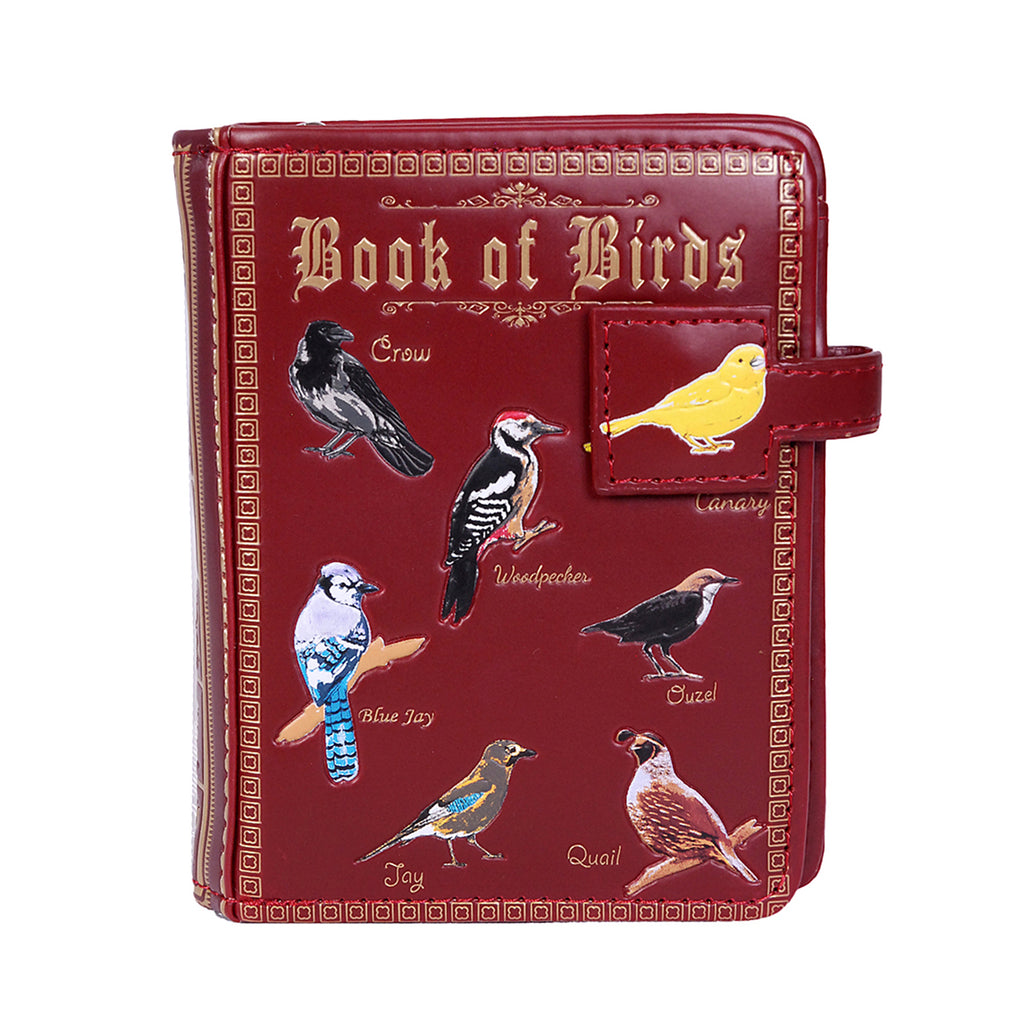 Shagwear Dark Red Small Book Of Birds Small Wallet