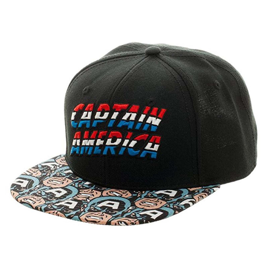 Captain America Vintage Faces Bill Snapback Hat