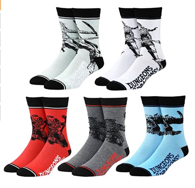 Bioworld Dungeons And Dragons Dark Alliance Five Pair Men's Crew Socks - Radar Toys