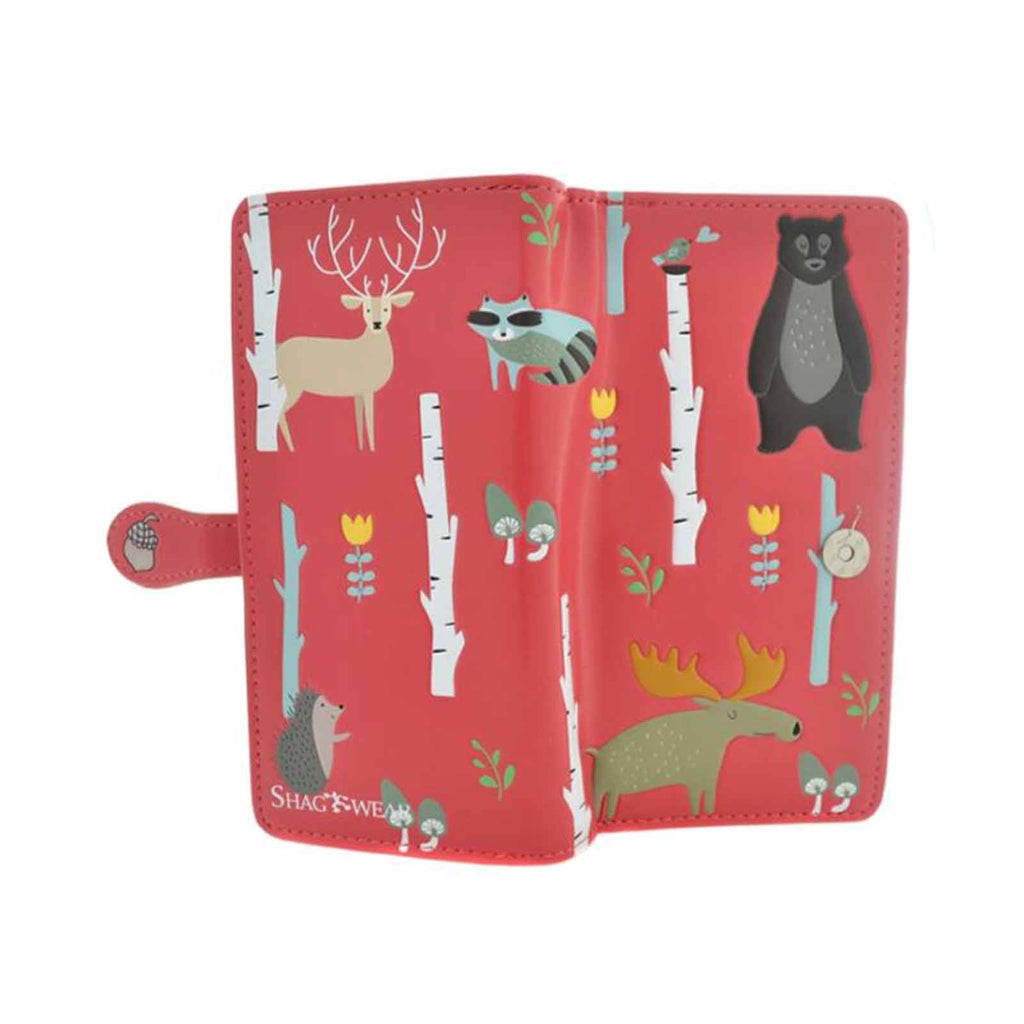 Shagwear Woodland Animals Large Red Zipper Wallet - Radar Toys