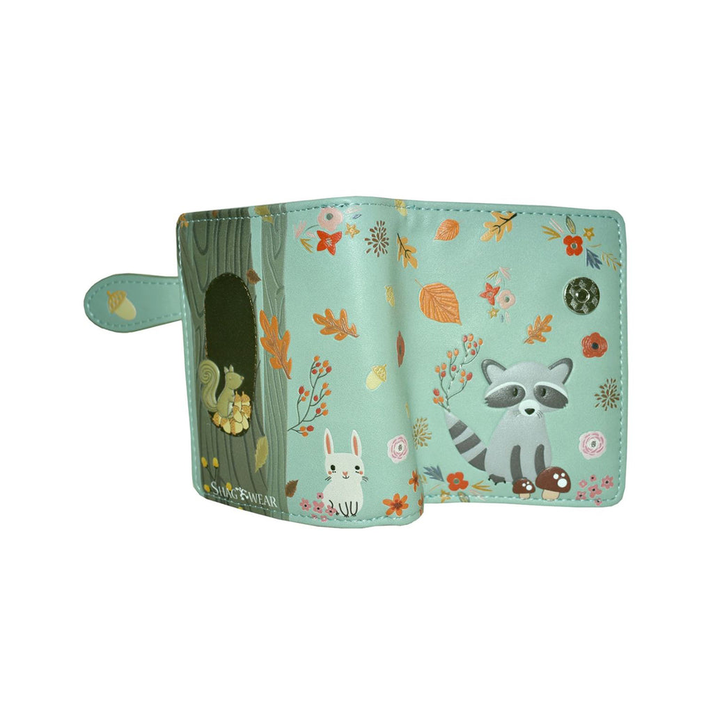 Shagwear Teal Raccoon And Friends Small Wallet - Radar Toys