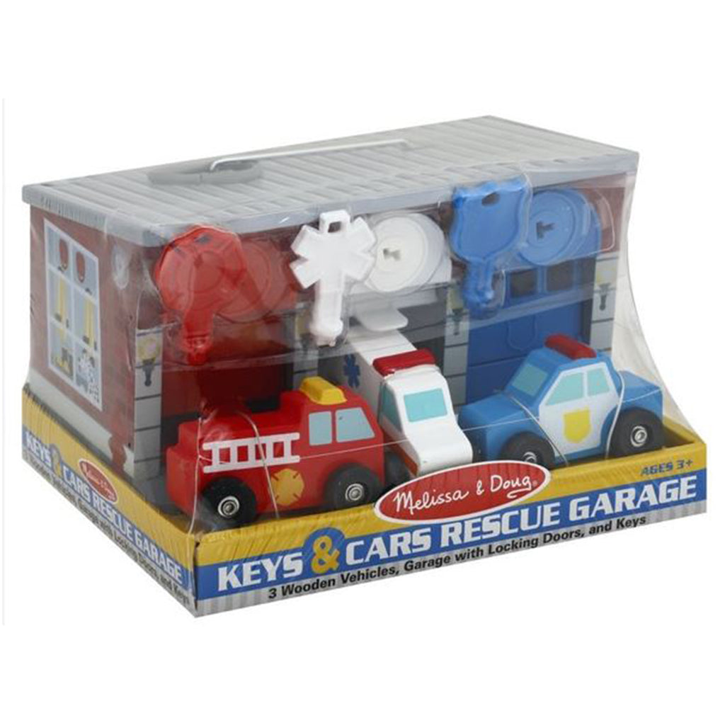 Melissa And Doug Keys And Cars Rescue Garage Wooden Play Set