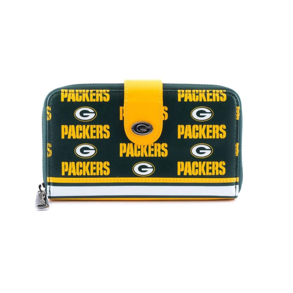 Loungefly NFL Greenbay Packers Logo All Over Print Bifold Wallet