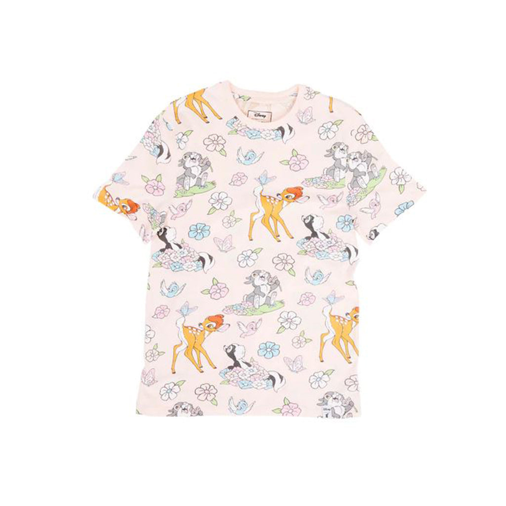 Loungefly Disney Bambi Flowers All Over Print Pink Tee Adult
