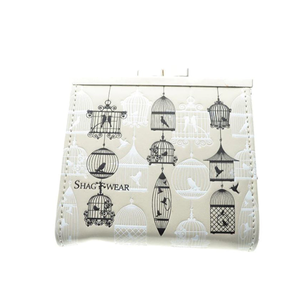 Shagwear Vintage Bird Cages Cream Change Purse Wallet