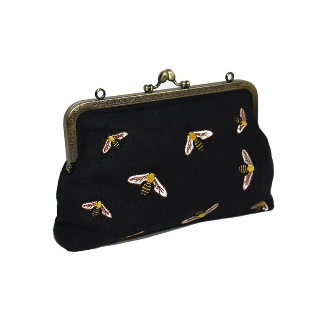 Bees Kisslock Bag In Cotton
