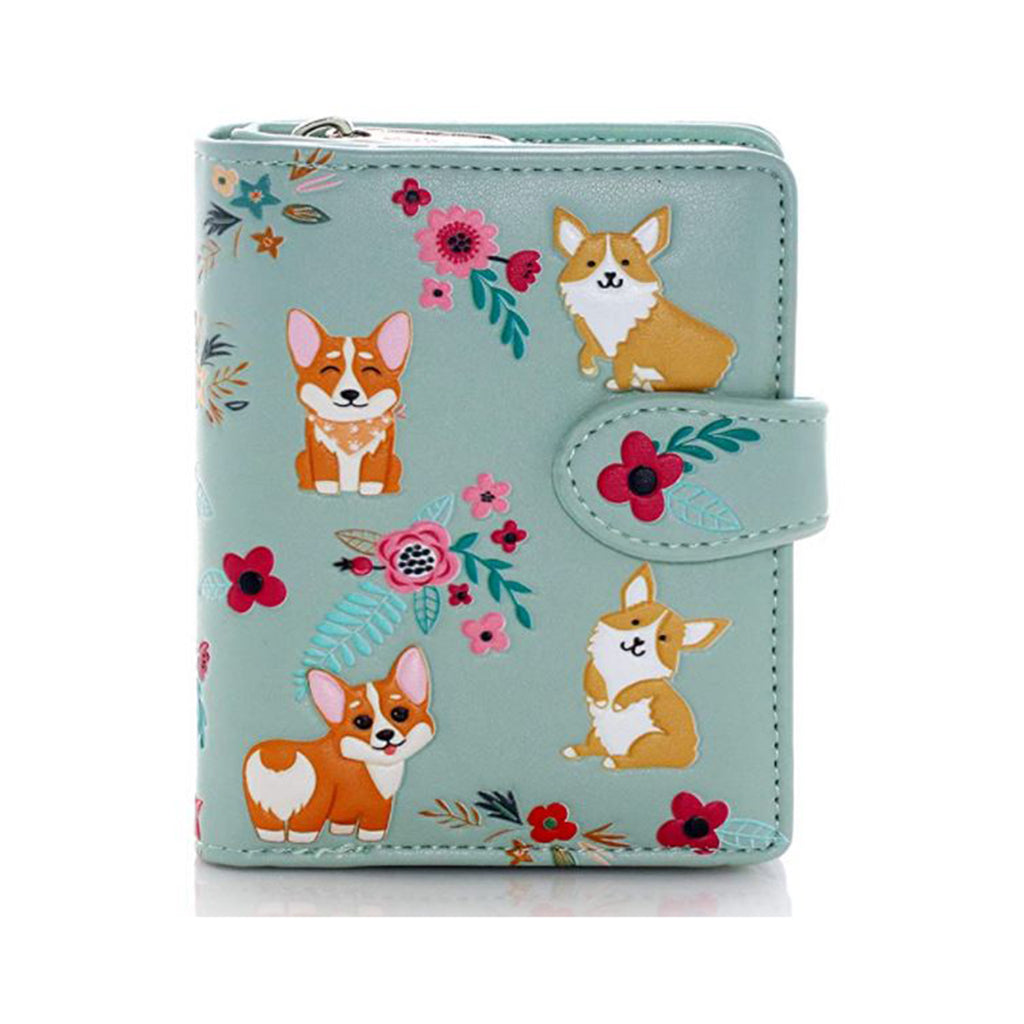 Shagwear Aqua Corgi Pattern Small Wallet