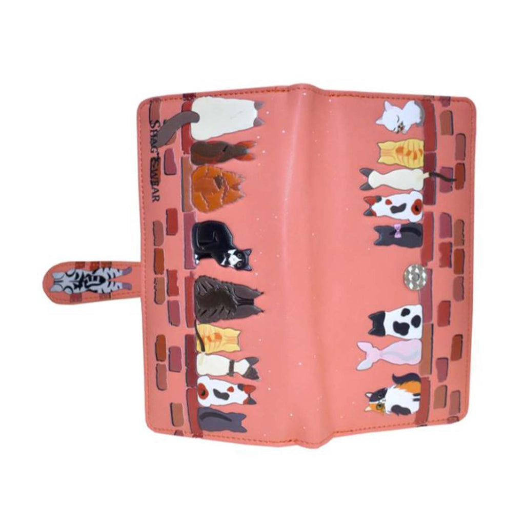 Shagwear Cats In A Row Large Coral Zipper Wallet