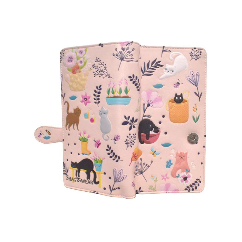 Shagwear Cats In The Garden Large Pink Zipper Wallet - Radar Toys