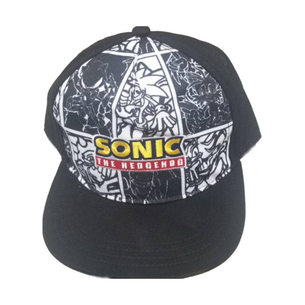Sonic The Hedgehog Black And White All Over Print Flat Brim Snapback Hat