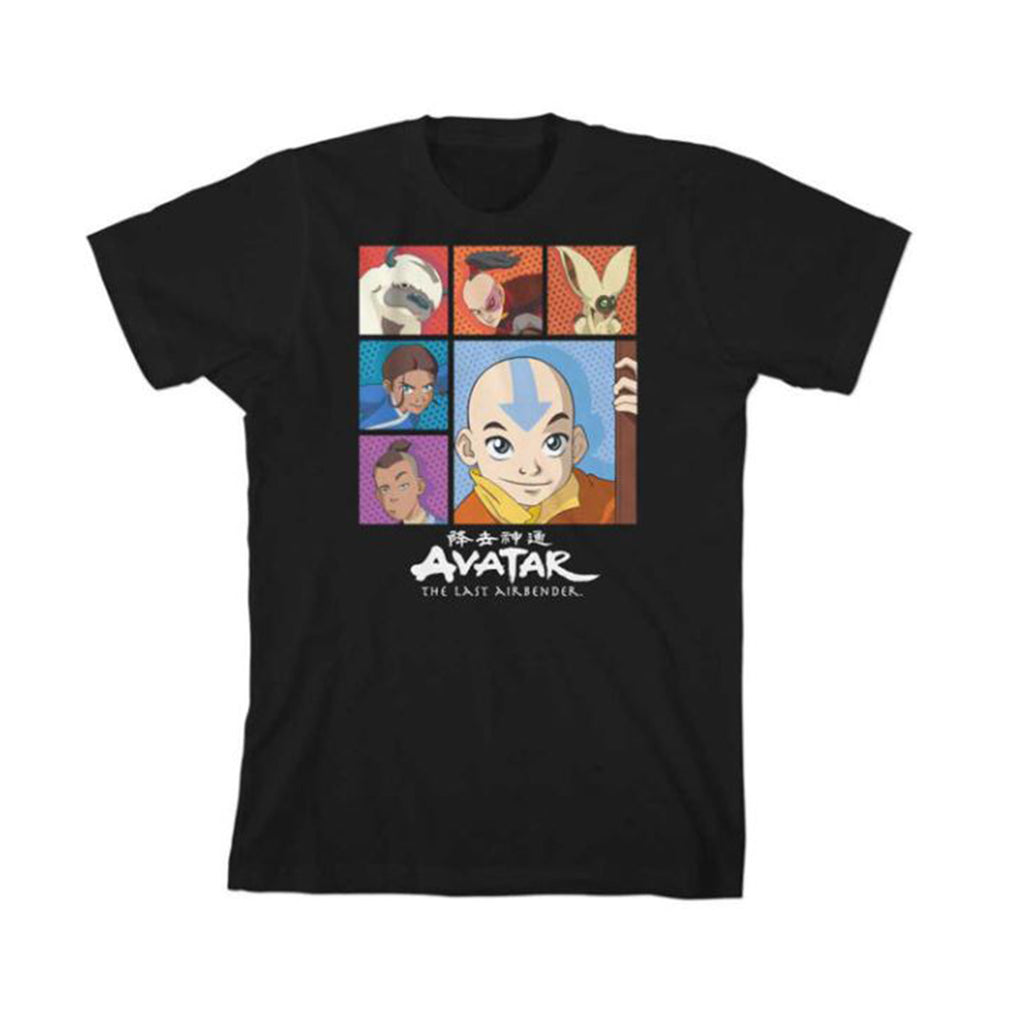 Bioworld Avatar Last Airbender Square Characters Black Tee Shirt