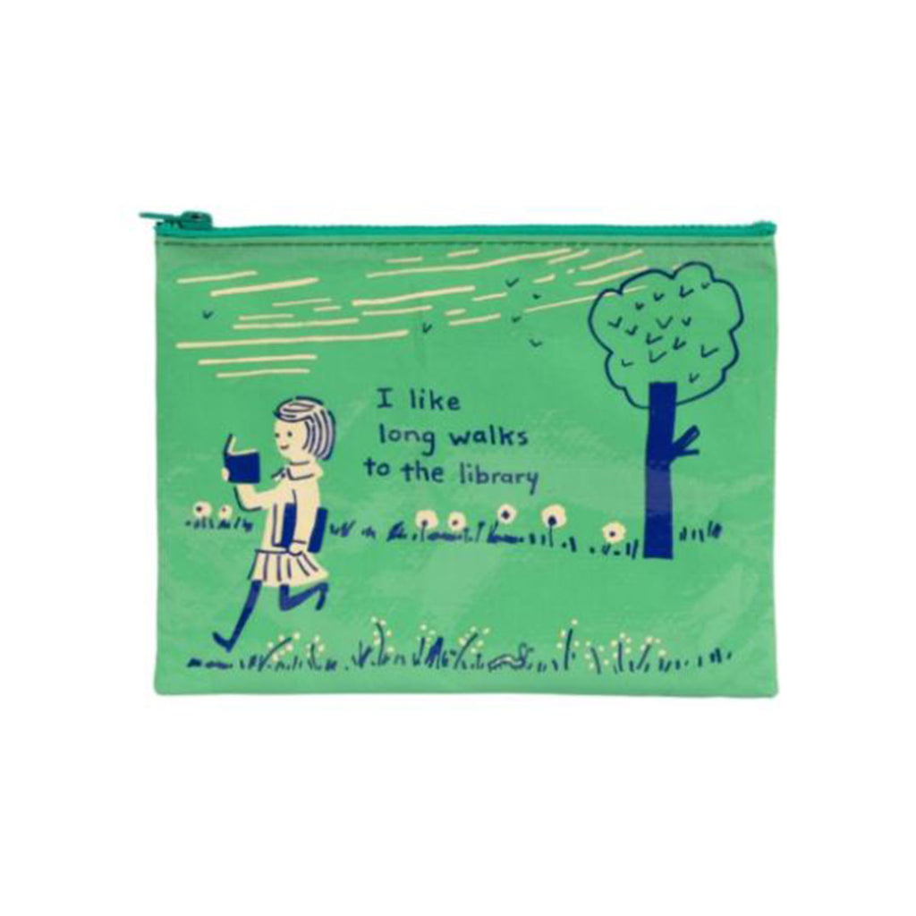 Blue Q I Like Long Walks To The Library Zipper Pouch