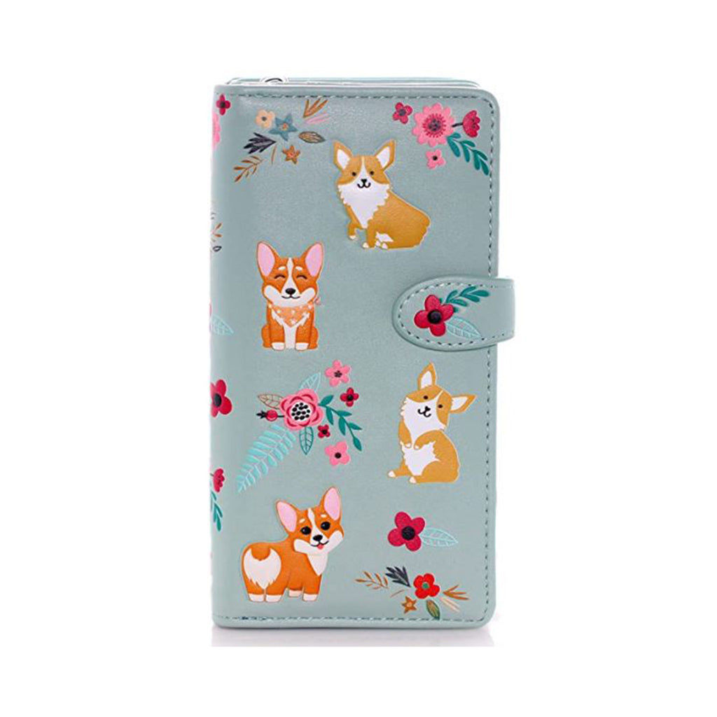 Shagwear Aqua Corgi Pattern Wallet