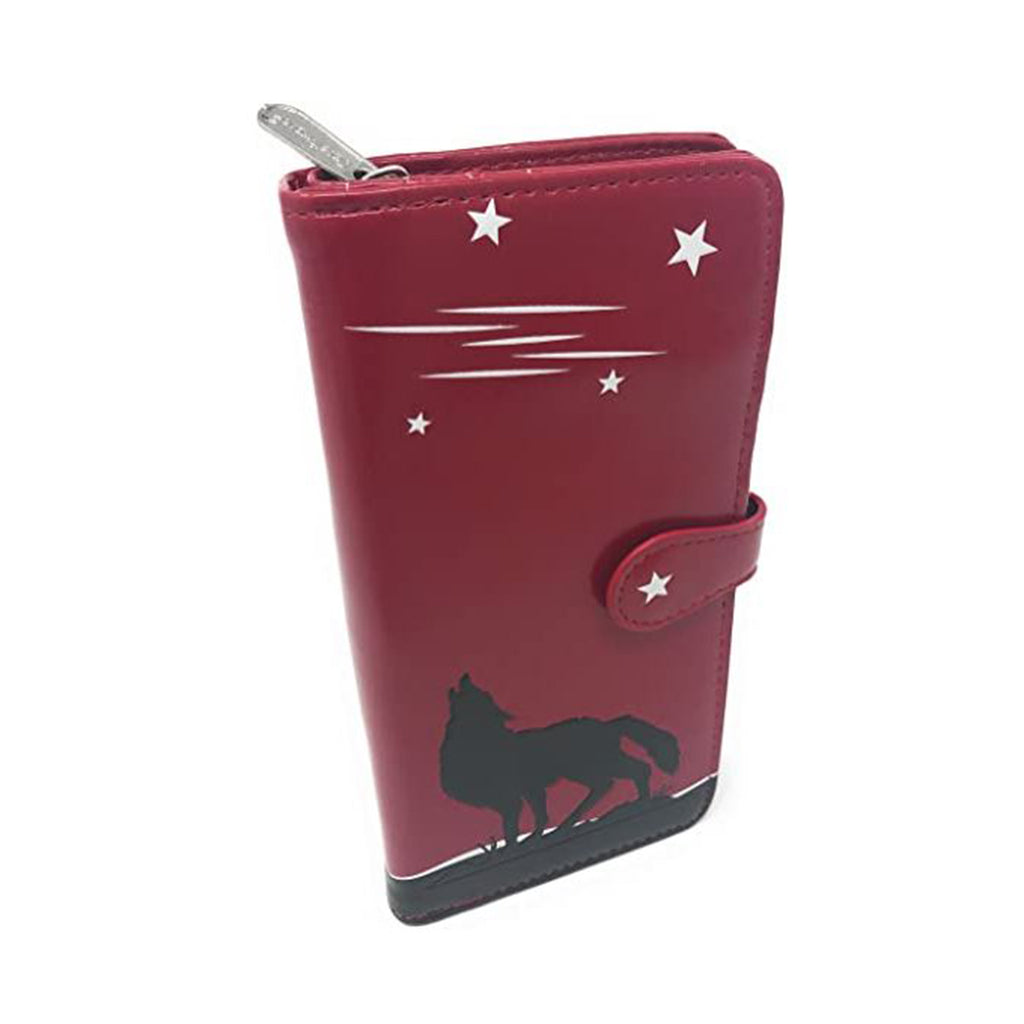 Shagwear Howling Wolf Large Red Zipper Wallet