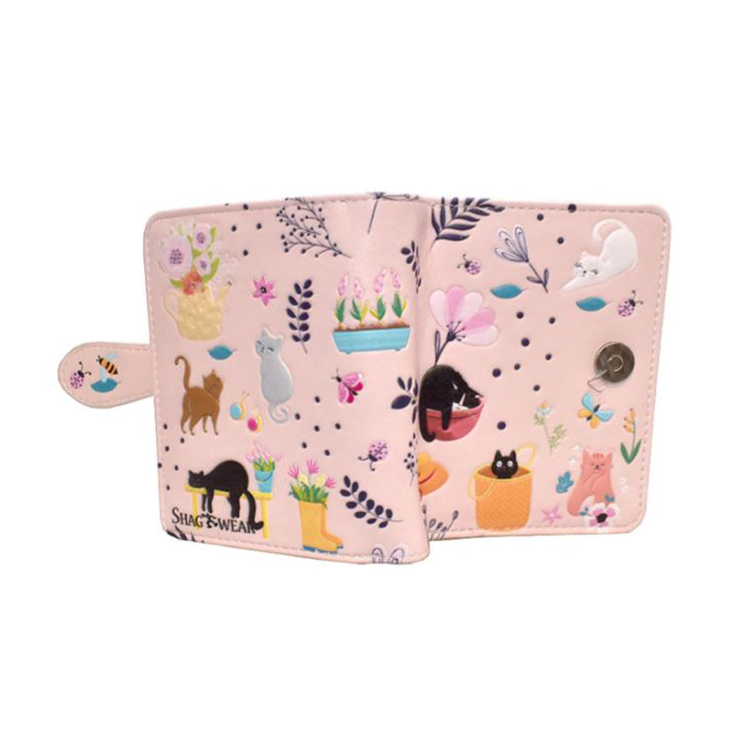 Shagwear Cats In The Garden Small Pink Zipper Wallet