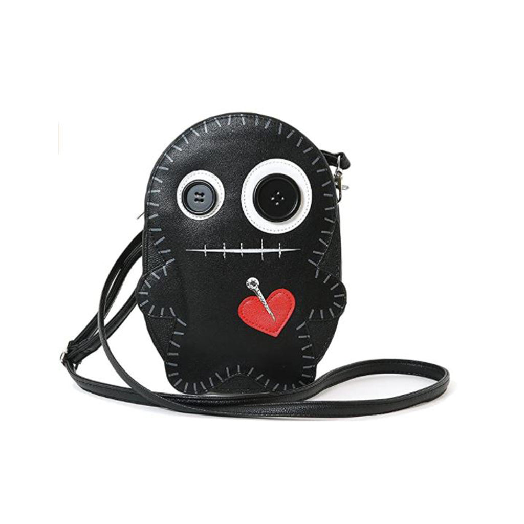 Stitched Voodoo Doll Black Shoulder Crossbody Bag Purse