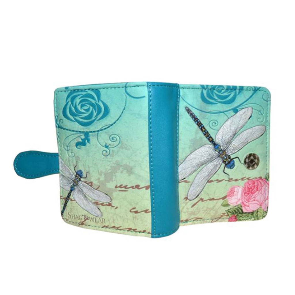 Shagwear Vintage Dragonfly Small Teal Zipper Wallet - Radar Toys