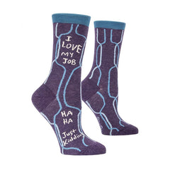 Blue Q I Love My Job Just Kidding Single Pair Crew Socks - Radar Toys