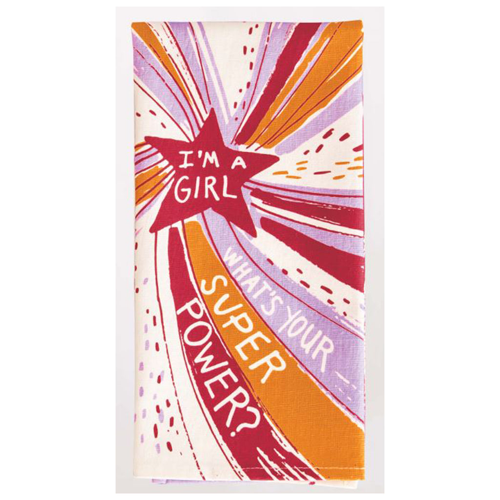 Blue Q I'm A Girl What's Your Superpower Dish Towel - Radar Toys